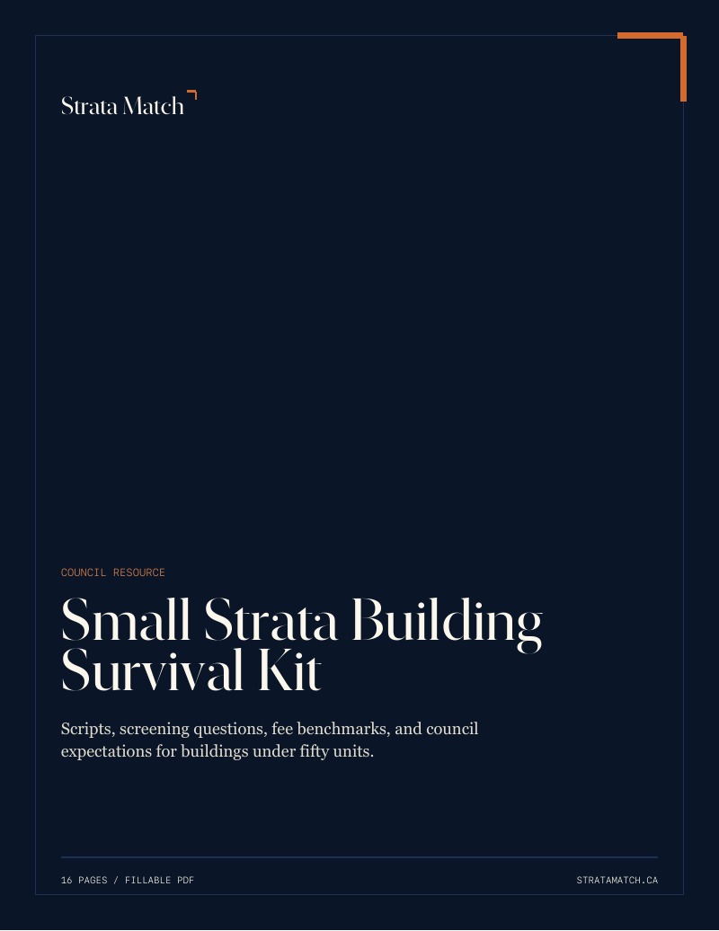 Cover page of Small Strata Building Survival Kit